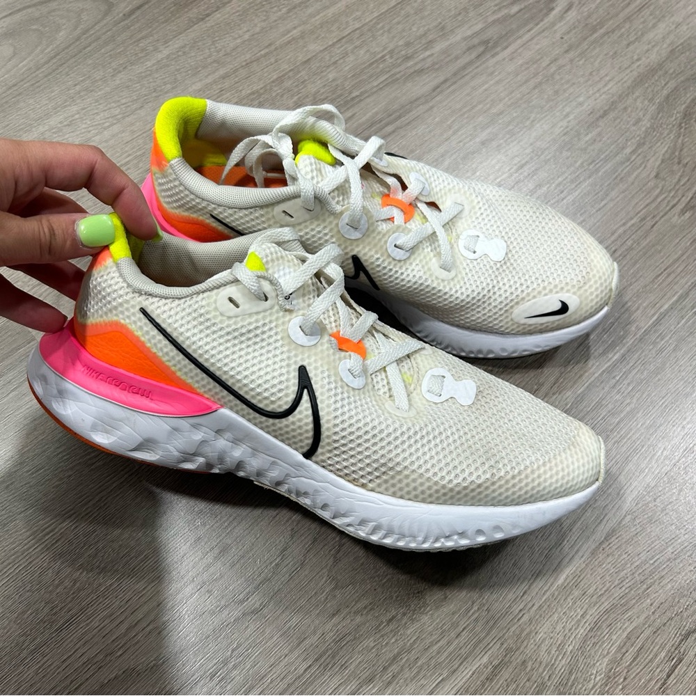 Nike Renew Run White and Neon sneakers